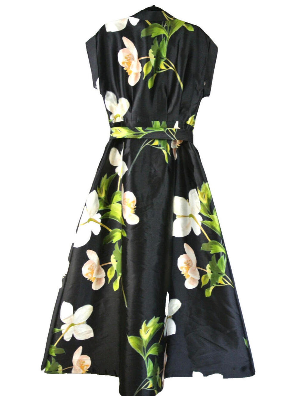NEW Julia Jordan Belted Floral Mikado Shirtdress in Black multi Sz 6 #LD293 - Picture 5 of 9